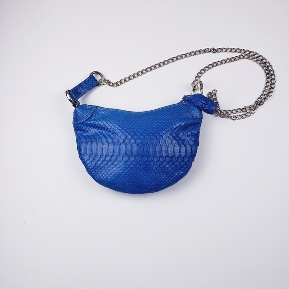 GIORGIA R Royal Blue Genuine Python Snakeskin Crossbody Handbag Purse - Picture 2 of 6